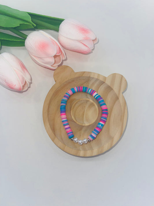 Rainbow splash clay bead armband